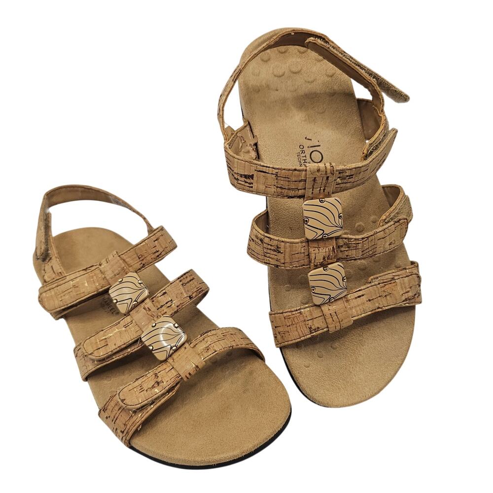 Vionic Amber Slingback Sandal Cork Design Adjustable Straps Women's Size 6
